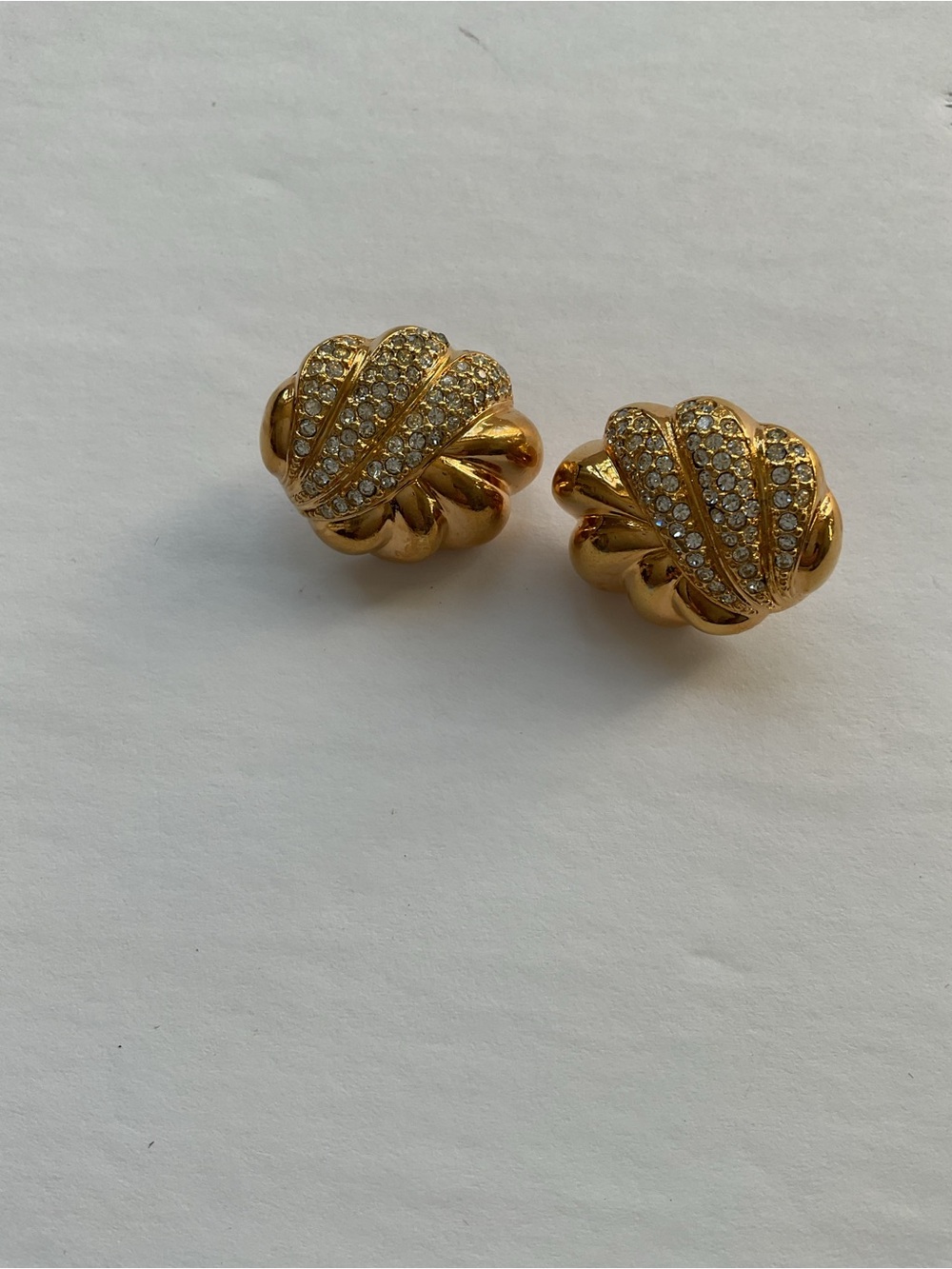 Gold Crystal Dome Clip-On Earrings - Women Jewelry